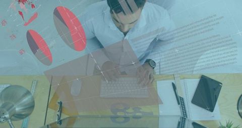 Businessman analyzing data analytics on modern workspace