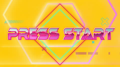Retro Futuristic Press Start Animation with Neon Colors