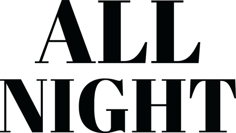 All night text isolated on transparent background