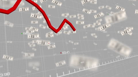 Falling Stock Market Animation with Floating Banknotes