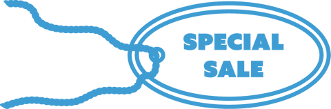 Blue special sale tag icon illustration on transparent background