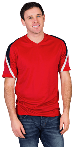 Transparent background male in red jersey