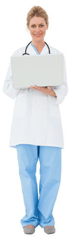Transparent Female Doctor Using Laptop Technology - Download Free Stock Videos Pikwizard.com