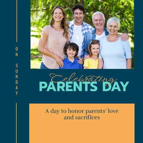 Joyful family celebrating parents day in sunny park