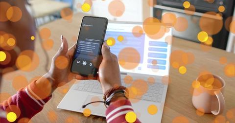 Cozy Home Office Productivity Scenes with Smartphone and Laptop