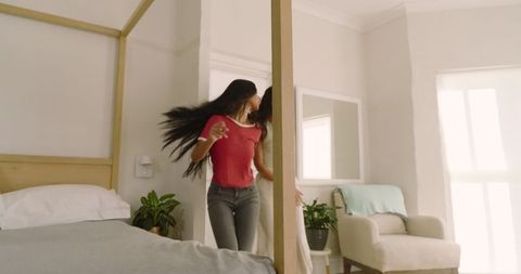 Celebration of Friendship in Sunlit Bedroom