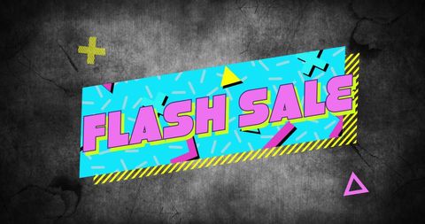 Retro Flash Sale Banner with Neon Geometric Graphics
