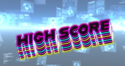 High Score Text with Digital Interface and Scanning Screens