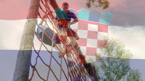 Croatian Flag Overlay on Obstacle Course Race