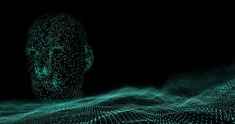 3D Digital Head in Futuristic Data Wave Environment - Download Free Stock Images Pikwizard.com