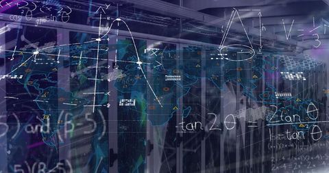 Digital Interface with Data Processing Over Server Room - Download Free Stock Images Pikwizard.com
