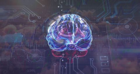 Futuristic Digital Brain in Virtual Network Space - Download Free Stock Images Pikwizard.com