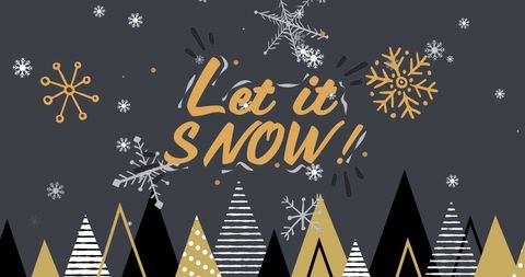 Festive 'Let it Snow' Winter Greeting with Stylized Fir Trees