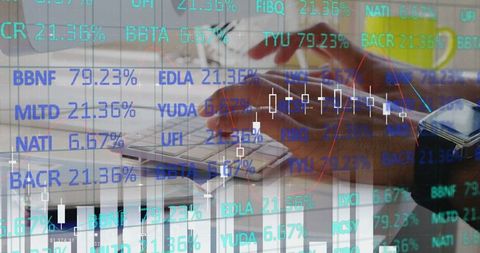 Stock Market Analysis with Overlay of Financial Graphs on Computer Screen