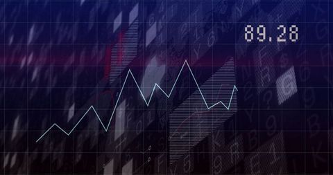 Digital Financial Interface with Line Chart Analytics and Stock Tips