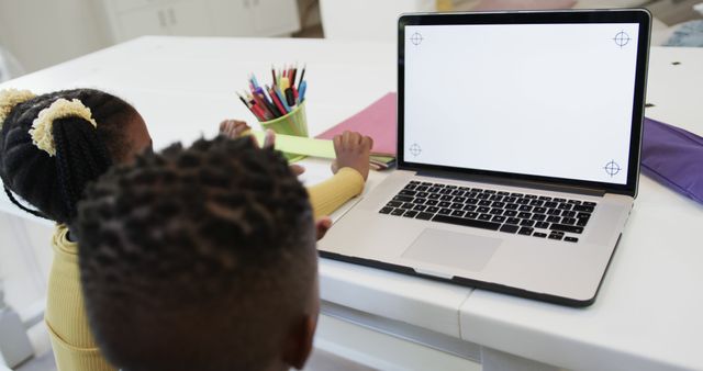 Children Learning Online with Laptop Screen Mockup - Download Free Stock Images Pikwizard.com