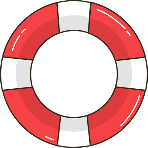 Iconic Red and White Lifebuoy Ring with Transparent Background