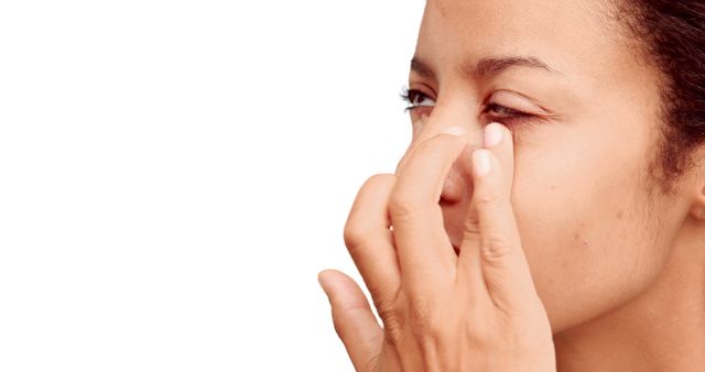 Woman Applying Contact Lens to Eye in Close-up View - Download Free Stock Images Pikwizard.com