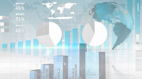 Global Finance Animation with Digital Graphs and Data Visuals