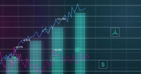 Financial Growth Represented by Upward Trending Digital Chart