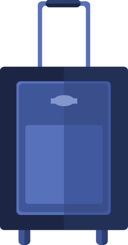 Digital Illustration of Blue Luggage with Copy Space Using Transparent Background