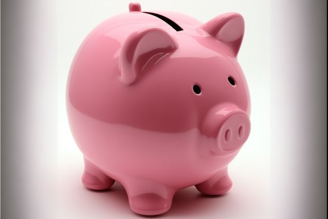 This glossy pink piggy bank is perfect for representing savings, finance, and budgeting concepts. It can be used in articles, advertisements, and educational materials related to finance and money management, helping to visually convey the importance of saving and financial planning.