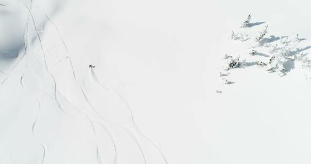 Aerial View of Snowboarder on Fresh Snowy Mountain Slope - Download Free Stock Images Pikwizard.com