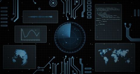 High-Tech Digital Interface with Data and World Maps - Download Free Stock Images Pikwizard.com