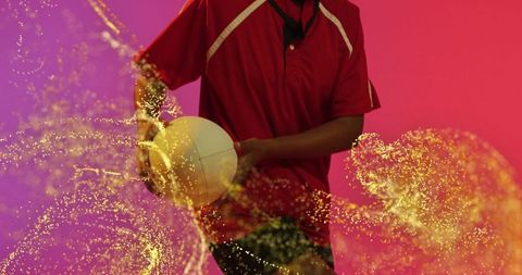 Dynamic Female Volleyball Player with Vibrant Motion Effects