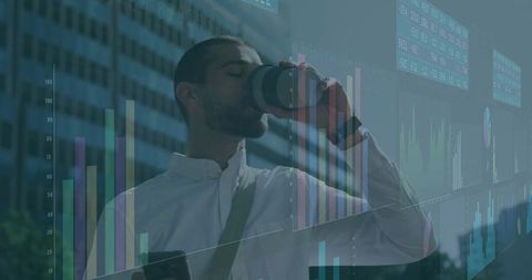 Trader Enjoying Coffee While Analyzing Financial Charts