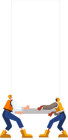 Construction workers handling beam with teamwork and safety gear, transparent background