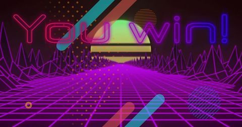 Retro Futuristic Game Concept 'You Win' with Neon Aesthetic - Download Free Stock Images Pikwizard.com