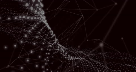 Glowing Network of Light Spots on Dark Abstract Background