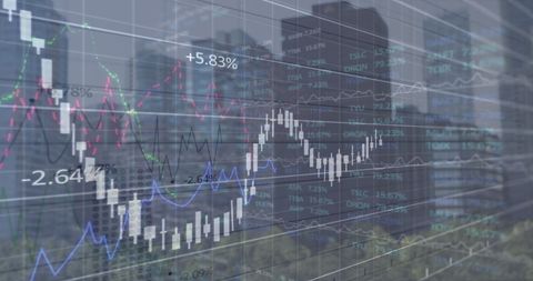 Digital Financial Data Overlay on Urban Skyscrapers - Download Free Stock Images Pikwizard.com