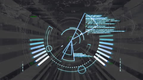 Futuristic Digital Interface with Circles and Codes