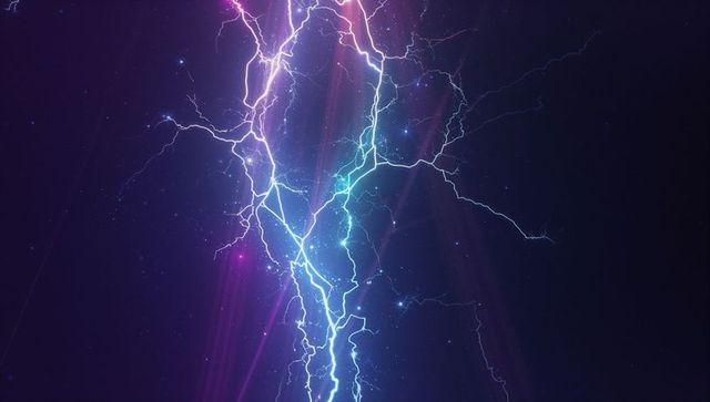 Vibrant Electric Lightning in Dark Stormy Sky Art