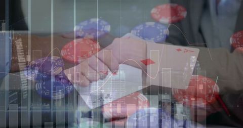 Business Partners Shaking Hands Amidst Financial Data Overlay with Casino Elements - Download Free Stock Images Pikwizard.com