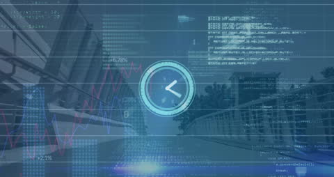 Digital Finance Integration with Futuristic Clock Overlay