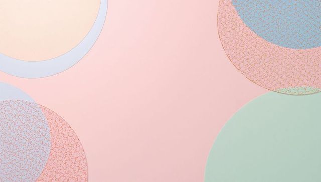 Pastel geometric circles abstract background with mint, peach and pale blue layering