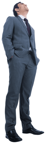 Standing Confident Regal Businessman with Hands in Pockets, Transparent Background