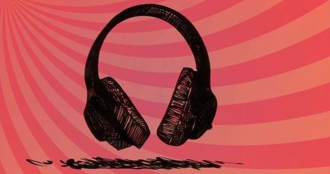 Abstract Sketch-Style Headphones on Vibrant Background