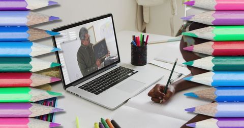 Virtual Learning with Interactive Online Classroom Setup - Download Free Stock Images Pikwizard.com