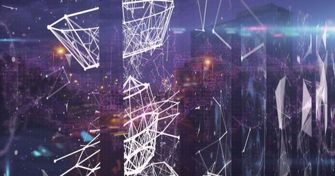 Digital Network Interface in Illuminated Cityscape - Download Free Stock Images Pikwizard.com