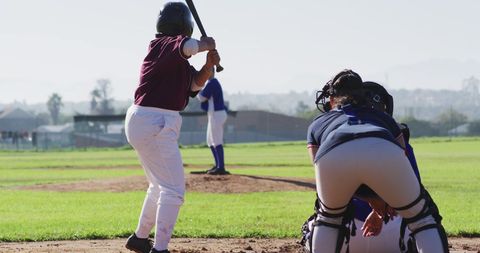 Girl Baseball Players Competing on Sunny Field - Download Free Stock Images Pikwizard.com