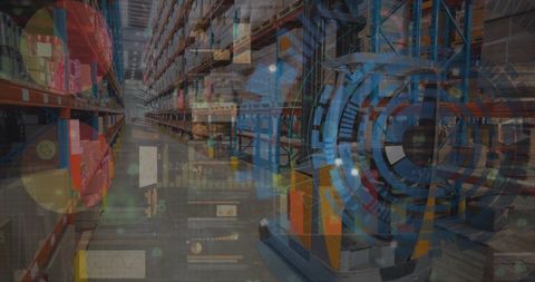 Abstract Overlap of Warehouse and Financial Data Visuals - Download Free Stock Images Pikwizard.com