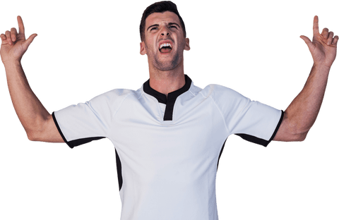 Transparent Joyful Rugby Player Celebrating Victory