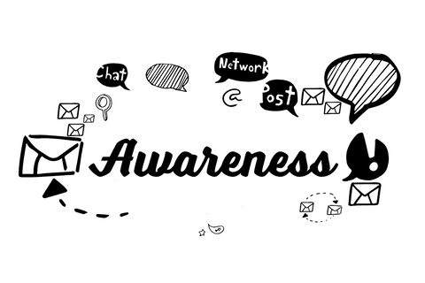 Social Media Icons with Awareness Text on Transparent Background