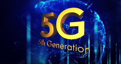 5G Network Technology on Global Digital Blue Globe Background