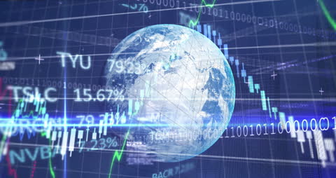 Global Financial Concept with Dynamic Stock Market Tickers