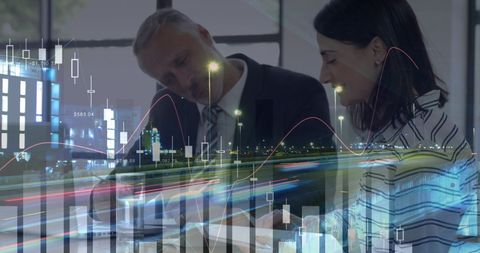 Business Professionals Analyzing Financial Data for Global Insights